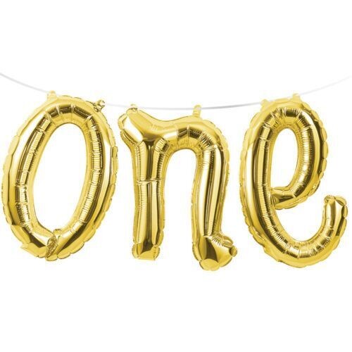 Foil Balloon - One - Banner - Gold