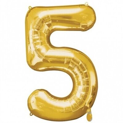 Foil Balloon - Gold # 5 - 34&quot;