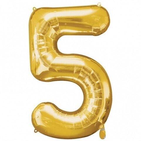 Foil Balloon - Gold # 5 - 34&quot;