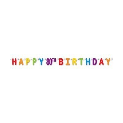 Happy 80th Birthday Streamer - 5.5 Ft