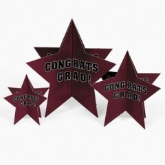 Centerpiece Set-Burgundy Congrats Graduation Star-3pk (Seasonal)
