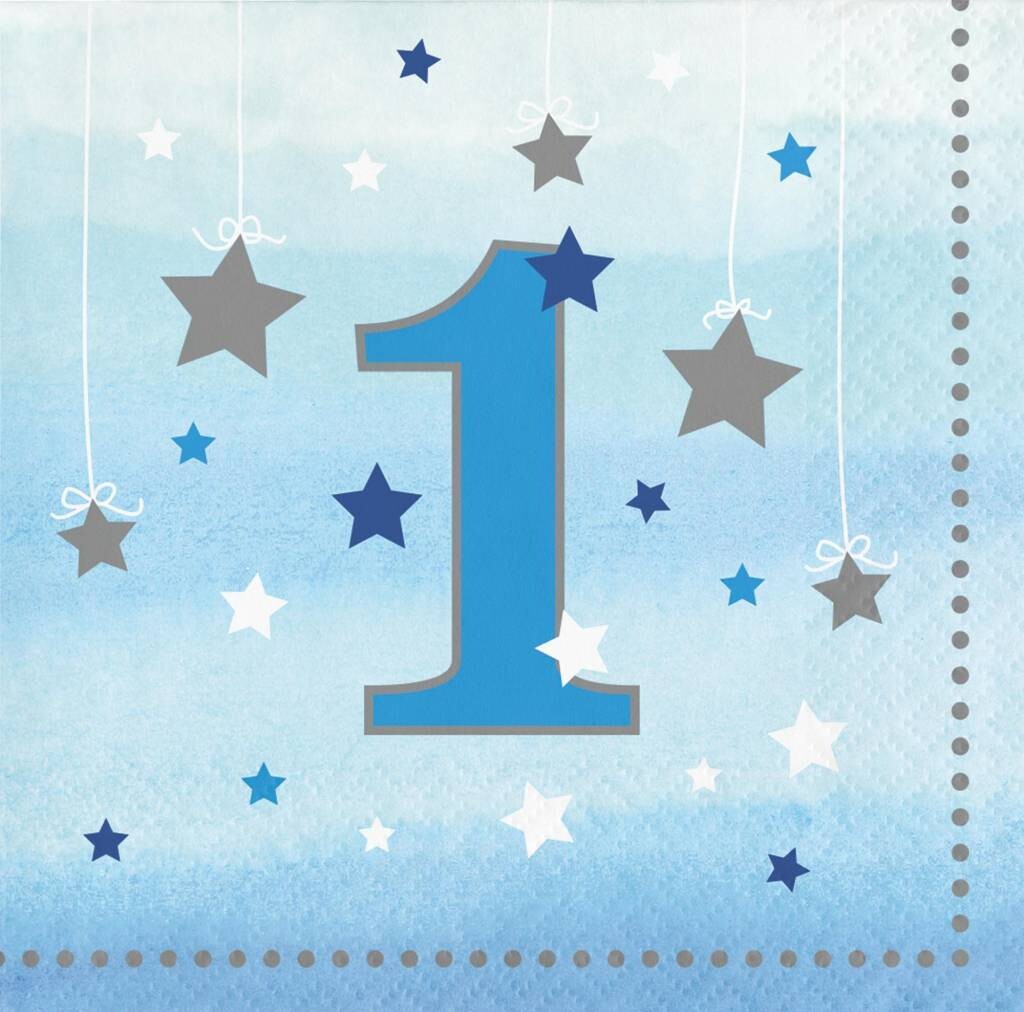 Beverage Napkins-One Little Star Boy-First Birthday-Final Sale