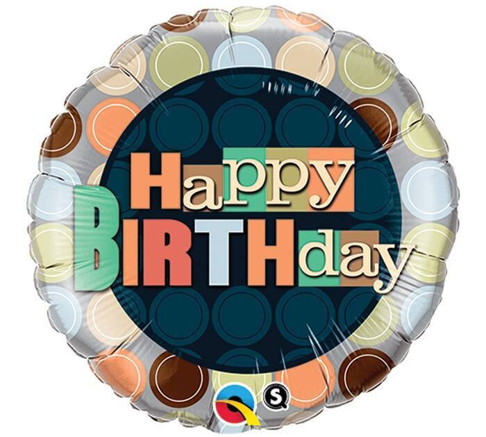 Foil Balloon - Happy Birthday Polka Dot - 18&quot;