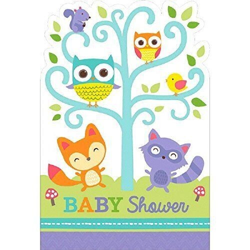 Postcard Invitation - Baby Shower - Woodland Welcome - 8pcs