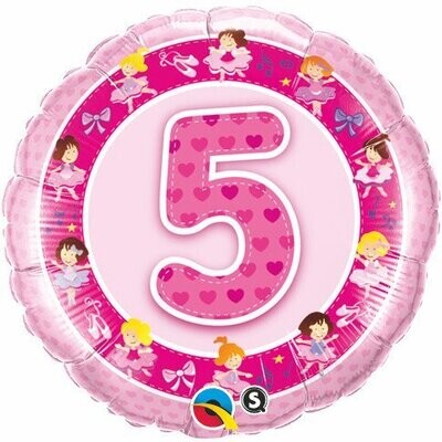 Foil Balloon-5th Pink Ballerina 18&quot;