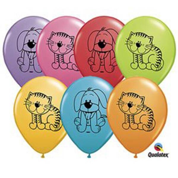 Latex Balloon-Cuddly Kitten &amp; Puppy Assortment-1pkg-11&quot;