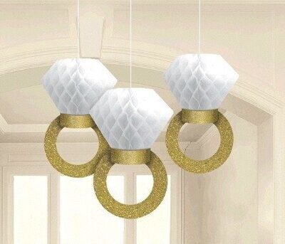 Honeycomb-Glitter Diamond Rings-12in-3pk