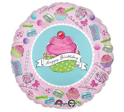 Foil Balloon - Happy Birthday Cupcake 18&quot;