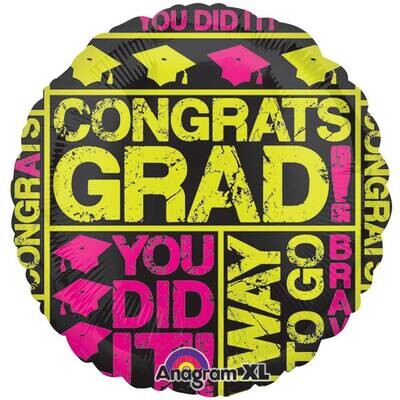 Foil Balloon - Congrats Grad - 17&quot;