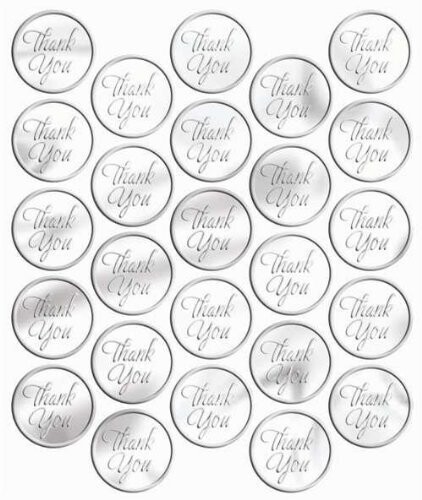 Thank You-Stickers-Silver-Circle-25pk