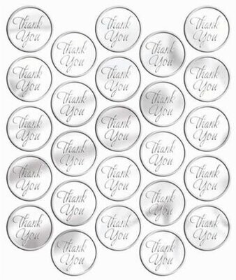 Thank You-Stickers-Silver-Circle-25pk