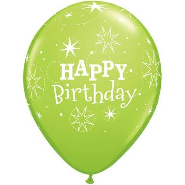 Latex Balloon-Birthday Sparkle Lime Green-1pkg-11&quot;