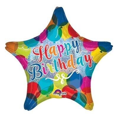 Foil Balloon - Happy Birthday Star - 19&quot;