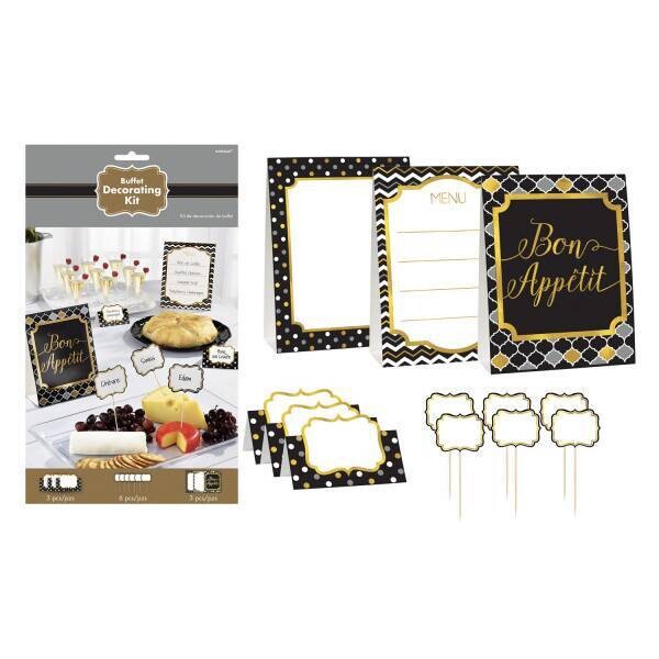 Buffet Decorating Kit-Black Silver Gold