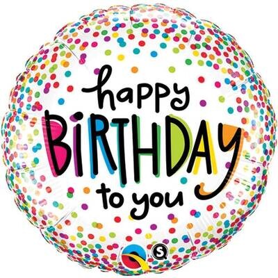 Foil Balloon - Happy Birthday Confetti