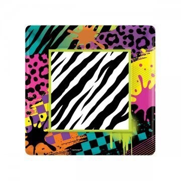 Plates-BEV-Square-Totally 80s - 8pkg - Paper- Discontinued/Final Sale