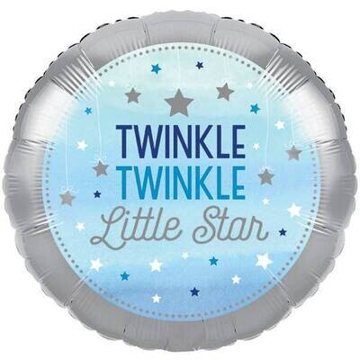 Foil Balloon - Twinkle Little Star Blue