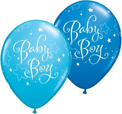 Latex Balloon-Baby Boy Stars Assortment-1pkg-11&quot;