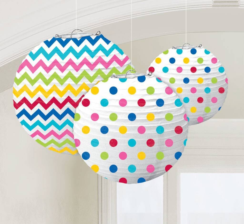 Paper Lanterns-Chevron and Polka Dot Multi-Coloured