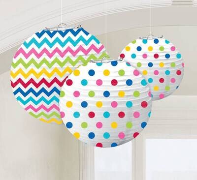 Paper Lanterns-Chevron and Polka Dot Multi-Coloured