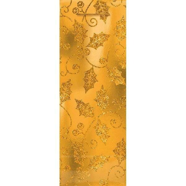 Gift Bag-Gold Holly Glitter