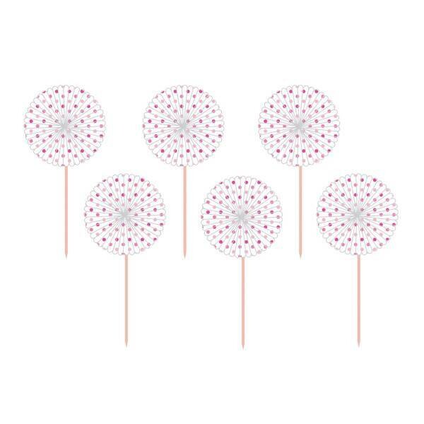 Picks-Paper Fans-Pink and White Polka Dot