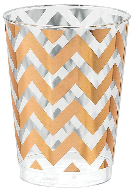 Tumblers-Premium Quality-Plastic-Rose Gold Chevron-10oz-20pk