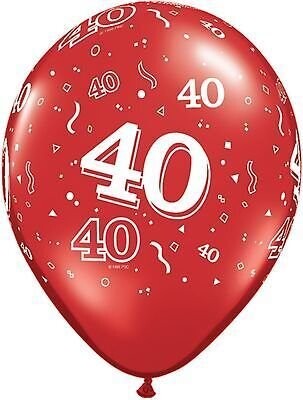 Latex Balloon-40 A Round Ruby Red-1pkg-11&quot;