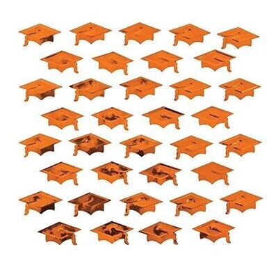 Confetti-Orange Graduation Hat-Foil-2oz (Seasonal)