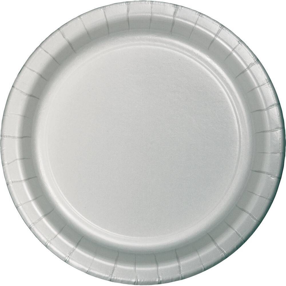 Plates Paper Shimmering Silver 7&quot; (20pk)