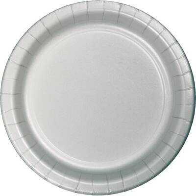 Plates Paper Shimmering Silver 7&quot; (20pk)
