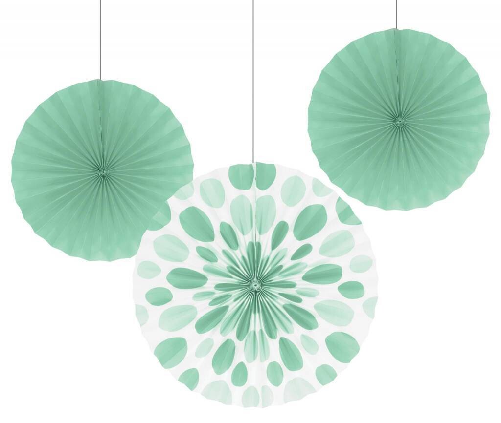 Paper Fans - Mint- 3pk/12&quot;~16&quot;