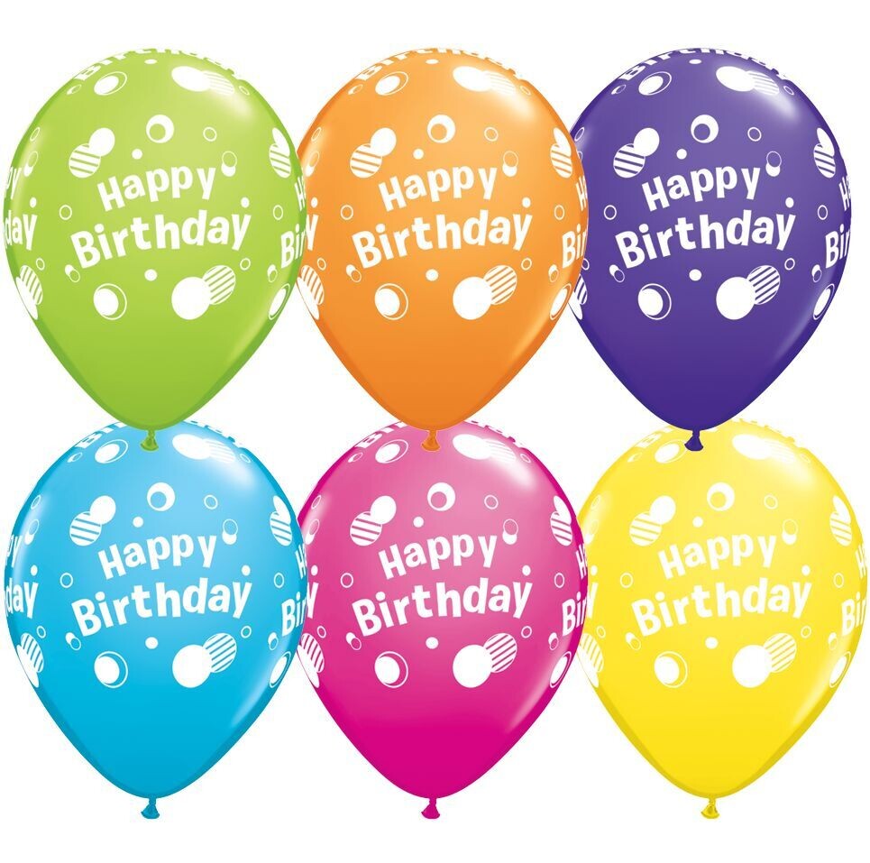 Latex Balloon-Happy Birthday Polka Dots Assortment-1pkg-11&quot;