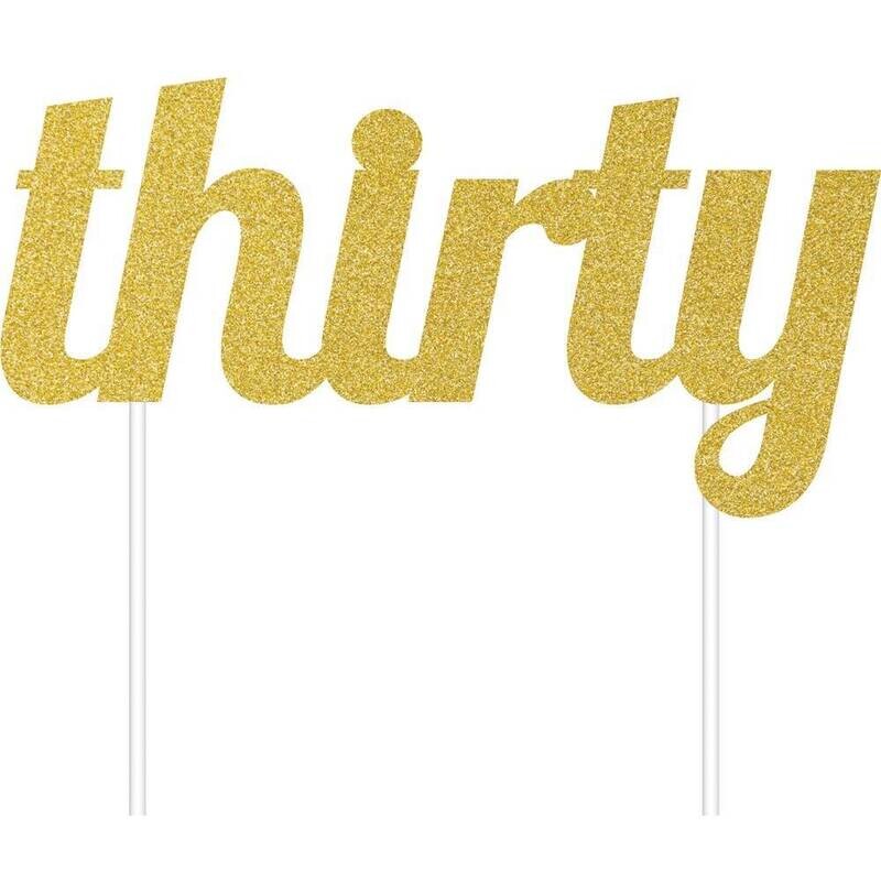 Cake Topper - Thirty - Gold - 1pc
