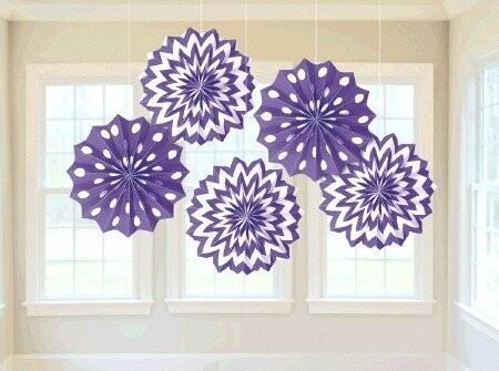 Paper Fans - New Purple - 8&quot; - 5pc