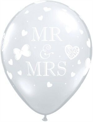 Latex Balloons - Mr & Mrs - Clear - 11"