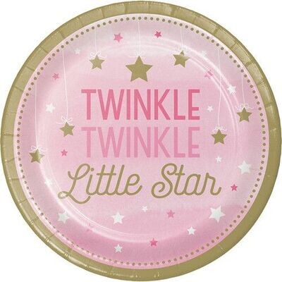Bev Paper Plates-Twinkle Little Star Pink