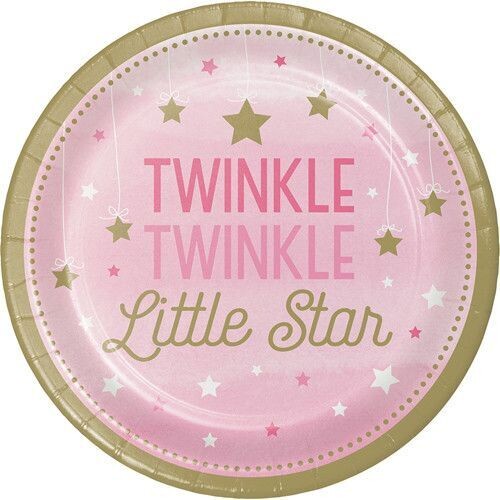 Bev Paper Plates-Twinkle Little Star Pink
