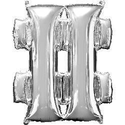 Foil Balloon-Silver Hashtag 33&quot;