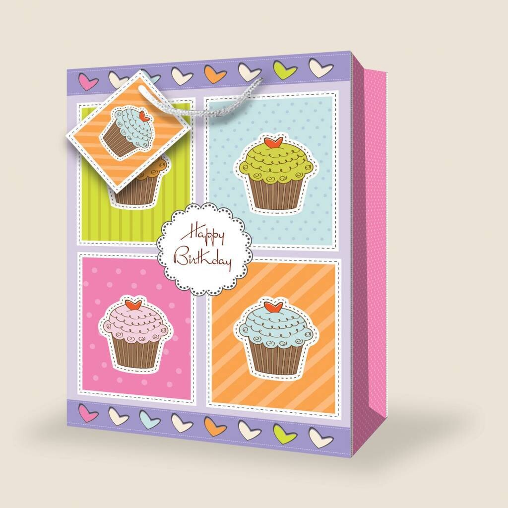 Gift Bag-Happy Birthday Cupcake Jumbo