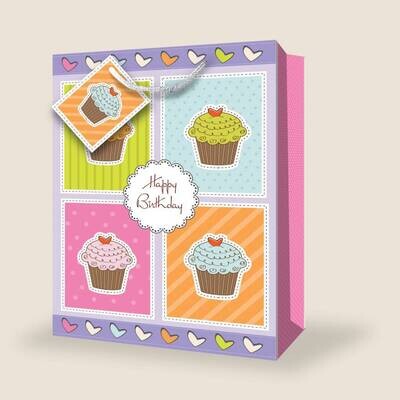 Gift Bag-Happy Birthday Cupcake Jumbo