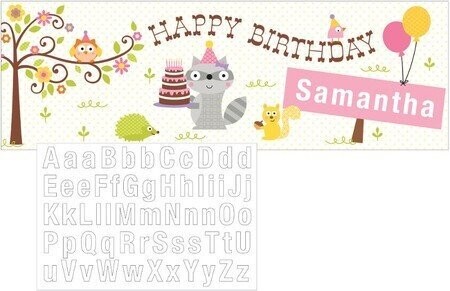 Banner - Happi woodland Pink-Add Name