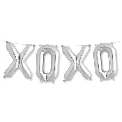 Foil Balloon - Air Filled XOXO Balloon Kit Silver