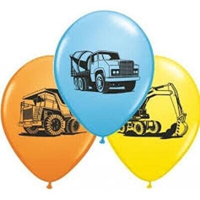 Latex Balloons - Construction Trucks Assorted - 11&quot;