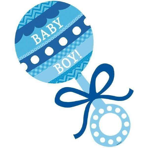 Cutout-Blue Baby Boy Rattle-1pk