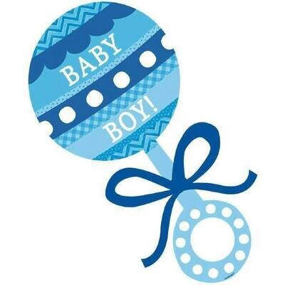 Cutout-Blue Baby Boy Rattle-1pk