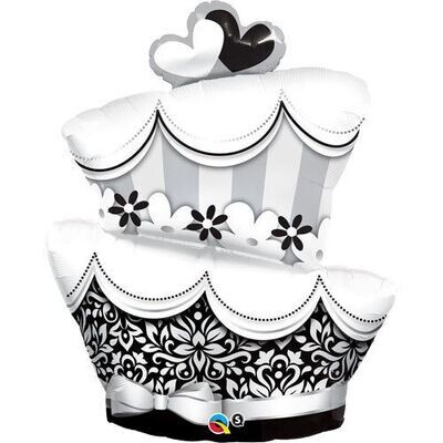 Foil Balloon-Supershape-Black and Silver Wedding Cake-41&quot;