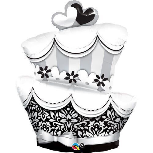 Foil Balloon-Supershape-Black and Silver Wedding Cake-41&quot;
