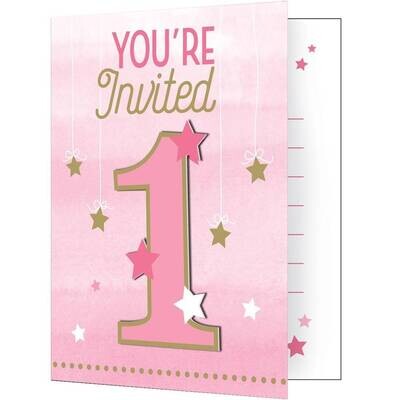 Invites - One Little Star Pink