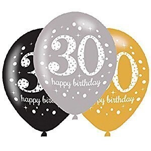 Packaged Latex Balloons-Celebrate 30th Birthday